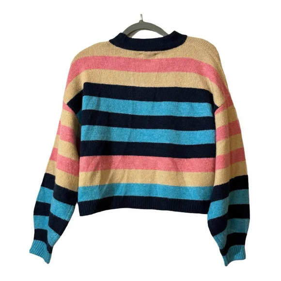 NWT Topshop Women's Knitted Crew Neck Striped Pullover Sweater Multicolor Sz S - Picture 3 of 9